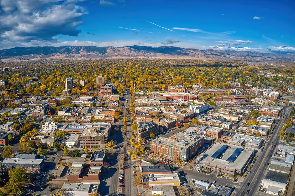 aerial shot of Fort Collins