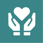 hands with heart icon